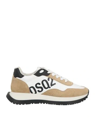 Dsquared2 Man Sneakers Beige Size 9 Leather