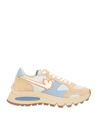 Dsquared2 Man Sneakers Beige Size 6.5 Leather, Textile Fibers In Beige