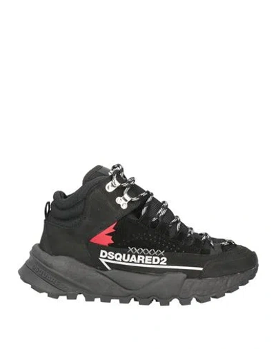 Dsquared2 Man Sneakers Black Size 9 Leather, Textile Fibers