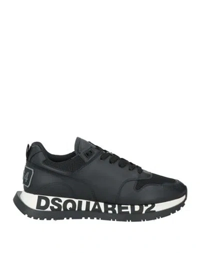 Dsquared2 Man Sneakers Black Size 8 Calfskin, Textile Fibers In Black