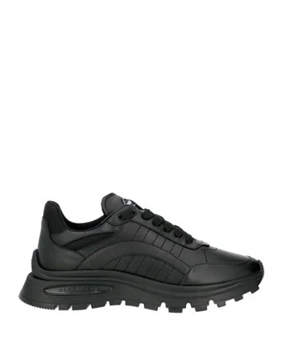 Dsquared2 Man Sneakers Black Size 13 Calfskin, Textile Fibers