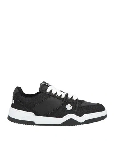 Dsquared2 Man Sneakers Black Size 6.5 Calfskin, Textile Fibers