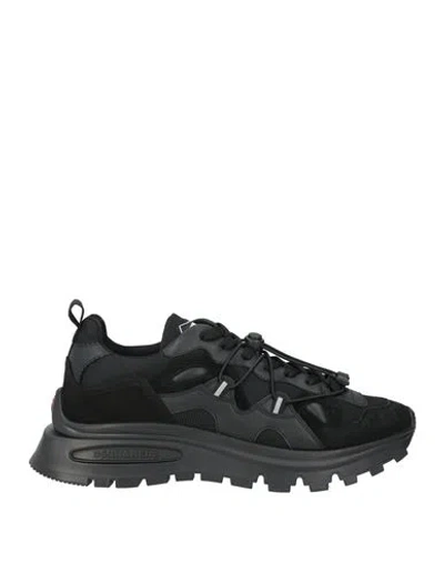 Dsquared2 Man Sneakers Black Size 9 Leather, Textile Fibers