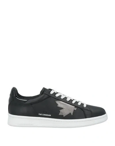 Dsquared2 Man Sneakers Black Size 8 Calfskin, Goat Skin