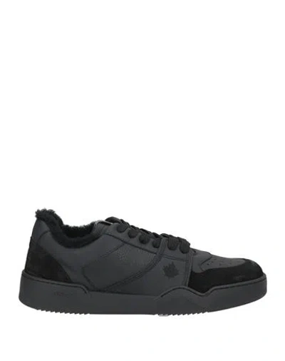 Dsquared2 Man Sneakers Black Size 8 Calfskin, Shearling