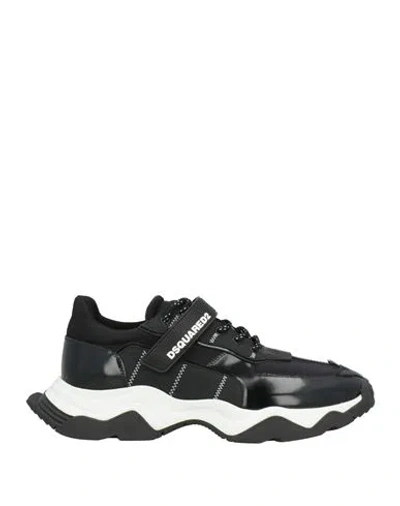 Dsquared2 Man Sneakers Black Size 8 Leather, Synthetic Material