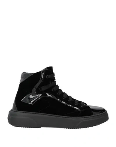 Dsquared2 Man Sneakers Black Size 9 Leather, Textile Fibers
