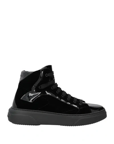 Dsquared2 Man Sneakers Black Size 7.5 Leather, Textile Fibers