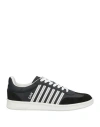 Dsquared2 Black Low Top Sneakers With Contrasting Striped Embellishment On The Side In Leather Woman In Black