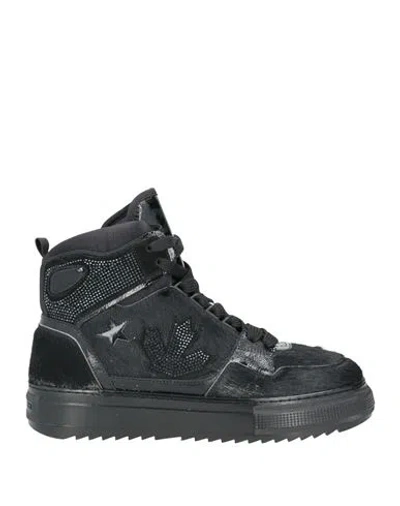 Dsquared2 Man Sneakers Black Size 9 Calfskin, Textile Fibers