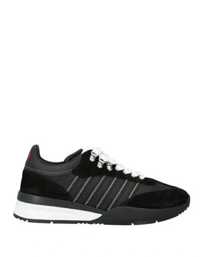 Dsquared2 Man Sneakers Black Size 8 Calfskin, Textile Fibers