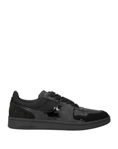 Dsquared2 Man Sneakers Black Size 8 Calfskin, Textile Fibers