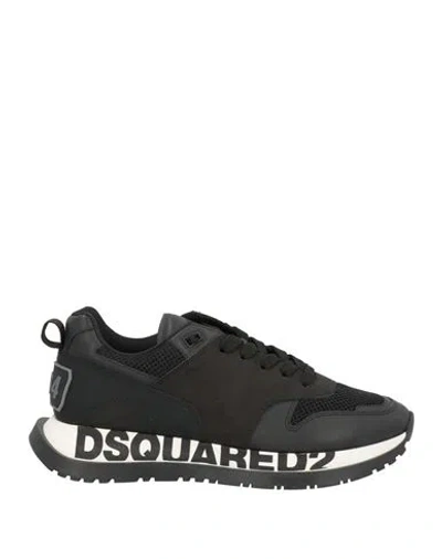 Dsquared2 Man Sneakers Black Size 9 Calfskin, Textile Fibers