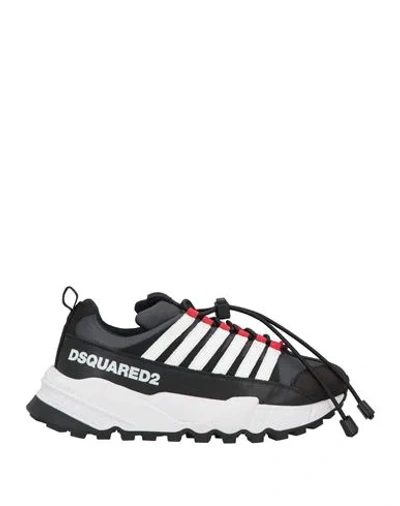 DSQUARED2 DSQUARED2 MAN SNEAKERS BLACK SIZE 7.5 CALFSKIN, TEXTILE FIBERS