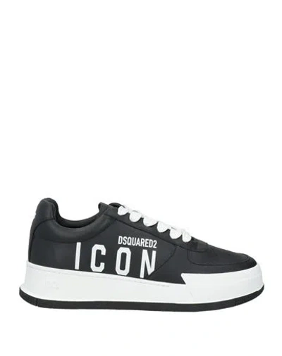 Dsquared2 Man Sneakers Black Size 9 Leather, Textile Fibers