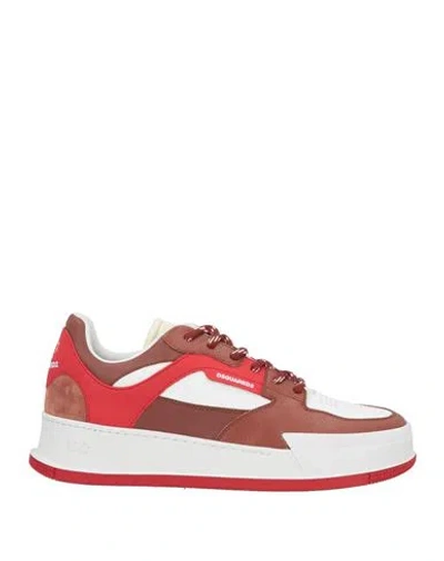 Dsquared2 Man Sneakers Brown Size 8 Calfskin, Textile Fibers