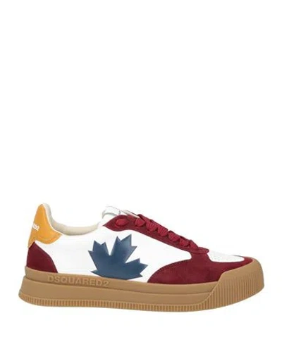 Dsquared2 Man Sneakers Burgundy Size 8 Leather In Red