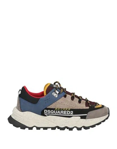 Dsquared2 Man Sneakers Burgundy Size 9 Leather, Textile Fibers In Red