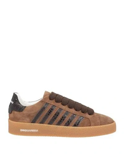 Dsquared2 Man Sneakers Camel Size 11.25 Calfskin In Brown