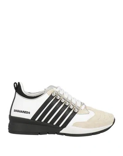 Dsquared2 Man Sneakers Cream Size 6 Leather In Neutral