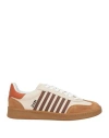 Dsquared2 Man Sneakers Cream Size 9 Calfskin In Neutral
