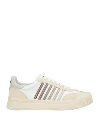 Dsquared2 Man Sneakers Cream Size 9 Calfskin In Multi