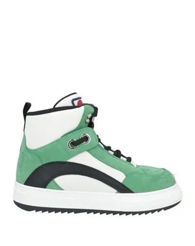 Dsquared2 Man Sneakers Green Size 9 Calfskin, Textile Fibers