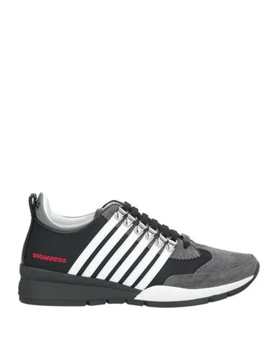 Dsquared2 Man Sneakers Grey Size 11.25 Calfskin, Textile Fibers