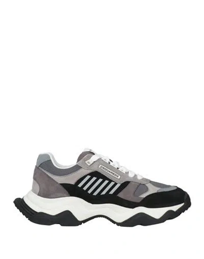 Dsquared2 Man Sneakers Grey Size 8 Leather, Textile Fibers