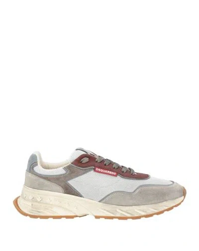 Dsquared2 Man Sneakers Grey Size 9 Leather, Textile Fibers In Multi