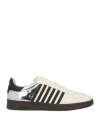Dsquared2 Man Sneakers Ivory Size 8 Leather In Multi