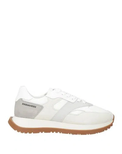 Dsquared2 Man Sneakers Ivory Size 9 Leather, Textile Fibers In White