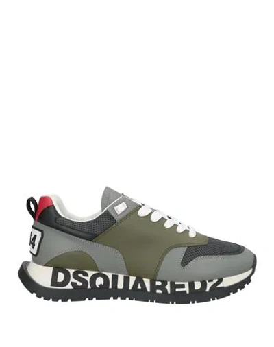 Dsquared2 Man Sneakers Lead Size 7.5 Calfskin, Textile Fibers In Grey
