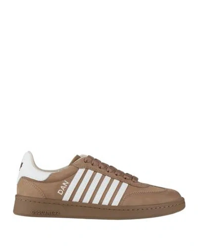 DSQUARED2 DSQUARED2 MAN SNEAKERS LIGHT BROWN SIZE 8 CALFSKIN