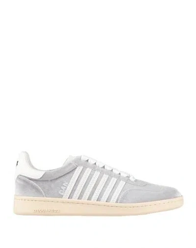 DSQUARED2 DSQUARED2 MAN SNEAKERS LIGHT GREY SIZE 11.25 TEXTILE FIBERS, CALFSKIN