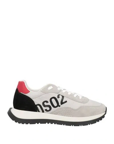 Dsquared2 Man Sneakers Light Grey Size 12 Calfskin, Nylon