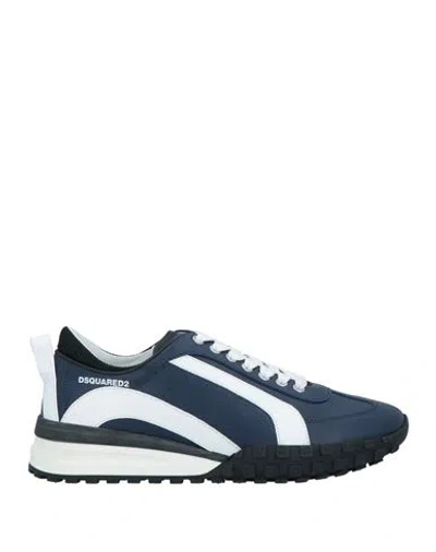 Dsquared2 Man Sneakers Midnight Blue Size 9 Calfskin