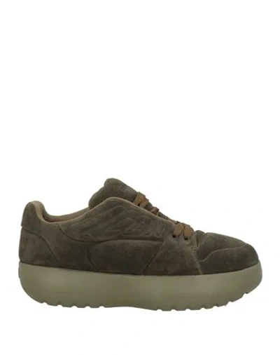 Dsquared2 Man Sneakers Military Green Size 10.5 Leather