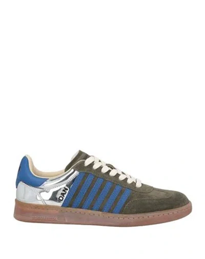 Dsquared2 Man Sneakers Military Green Size 8 Leather