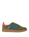 Dsquared2 Man Sneakers Military Green Size 9 Calfskin