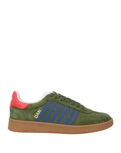 Dsquared2 Man Sneakers Military Green Size 9 Calfskin