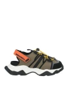 Dsquared2 Man Sneakers Military Green Size 9 Leather, Textile Fibers In Green