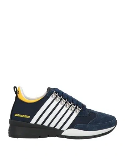 DSQUARED2 DSQUARED2 MAN SNEAKERS NAVY SIZE 7.5 CALFSKIN, TEXTILE FIBERS