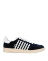 Dsquared2 Man Sneakers Navy Size 7.5 Textile Fibers, Calfskin In Blue