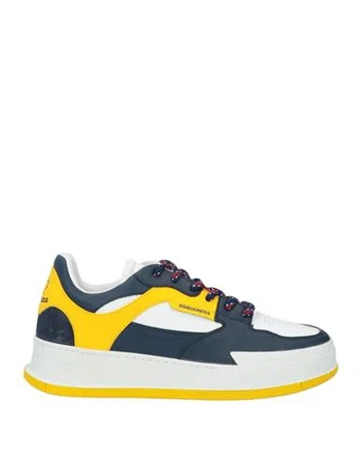 Dsquared2 Man Sneakers Navy Size 9 Calfskin, Textile Fibers