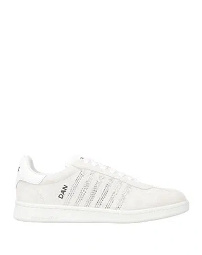 Dsquared2 Man Sneakers Off White Size 9 Calfskin In Neutral