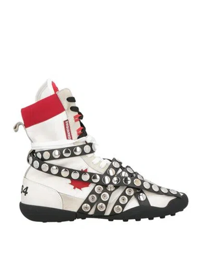 Dsquared2 Man Sneakers Off White Size 9 Textile Fibers, Leather