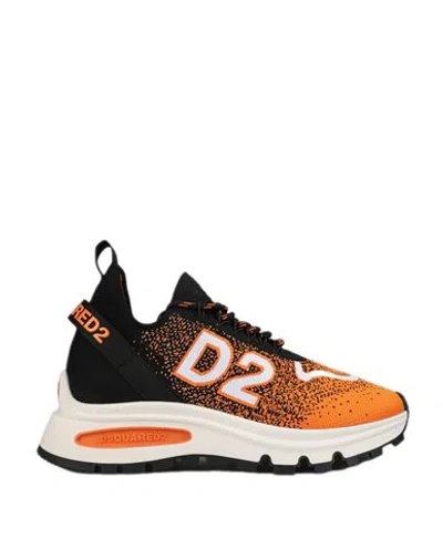 Dsquared2 Man Sneakers Orange Size 6 Other Fibres