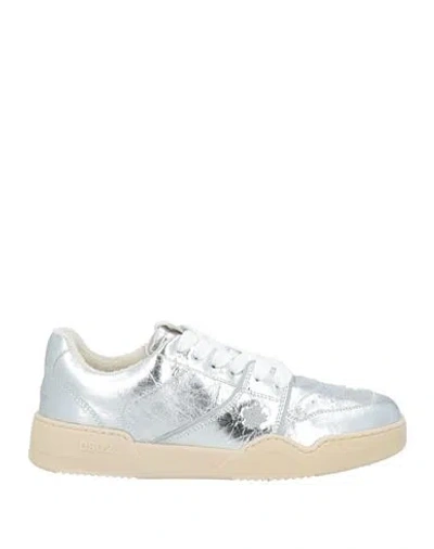 Dsquared2 Man Sneakers Silver Size 9 Leather