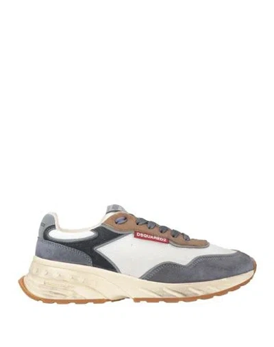 Dsquared2 Man Sneakers Slate Blue Size 9 Leather, Textile Fibers In Multi